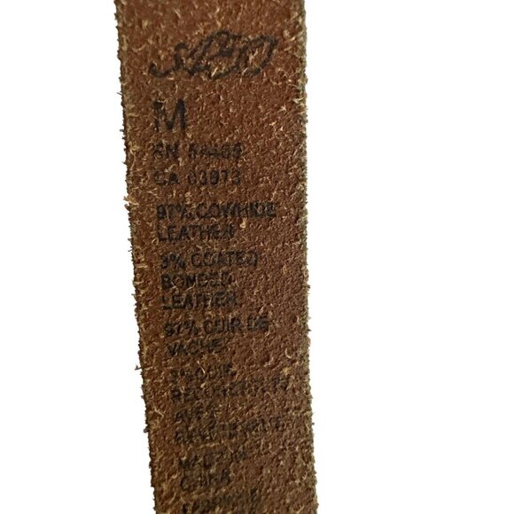 Leather Belt With Silver-Tone Buckle & Embellished Detailing For Men M - Picture 4 of 4